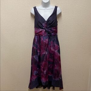 Lela Rose x Neiman Marcus x Target Silk Blend Watercolor Print Midi Dress Size 2